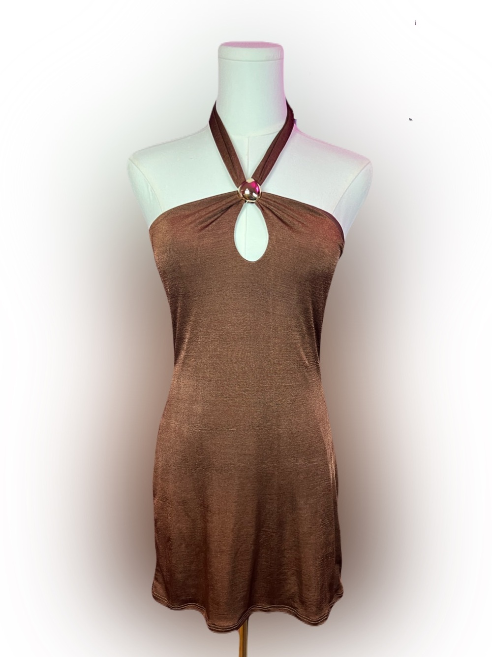 Dollskill Blue Blush Brown Halter Mini Club Going Out Fall Autumn Dress size S